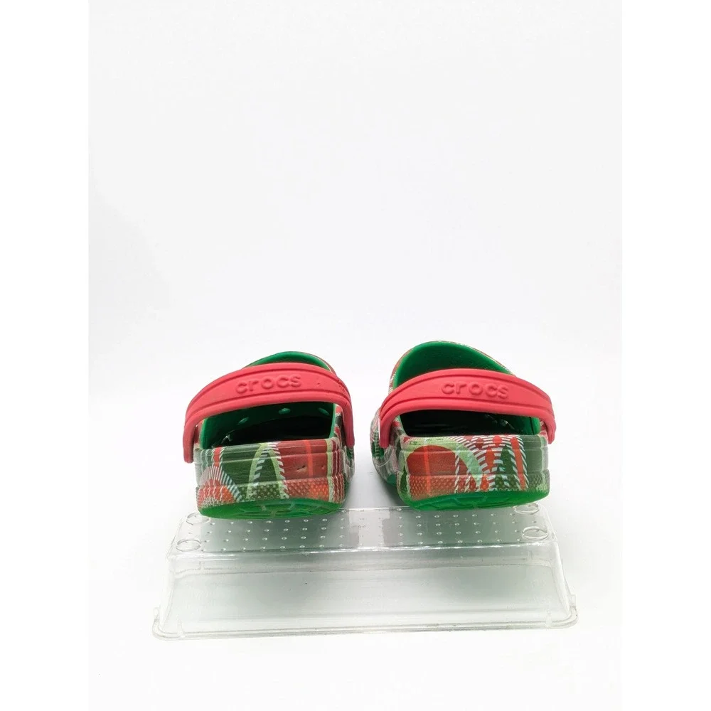 Crocs Classic Clogs Juniors J3 Red Green Plaid Christmas Holiday Shoes
